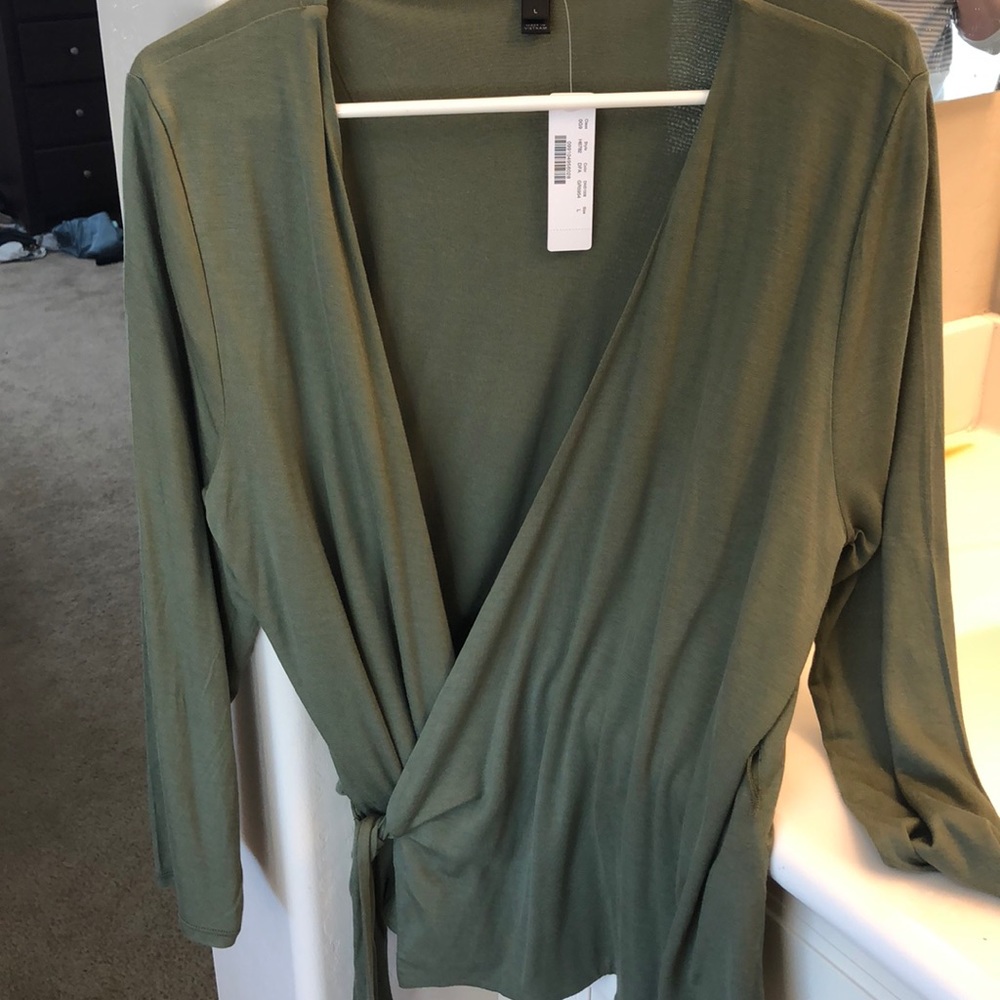 Jcrew olive green wrap top